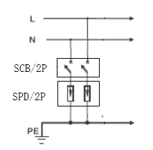 KHB系列 SPD后备保护器2P安装接线
