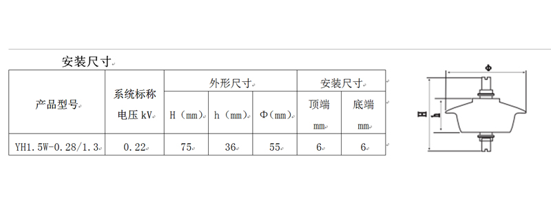 YH1.5W-0.28/1.3 低压防雷装置(图1)